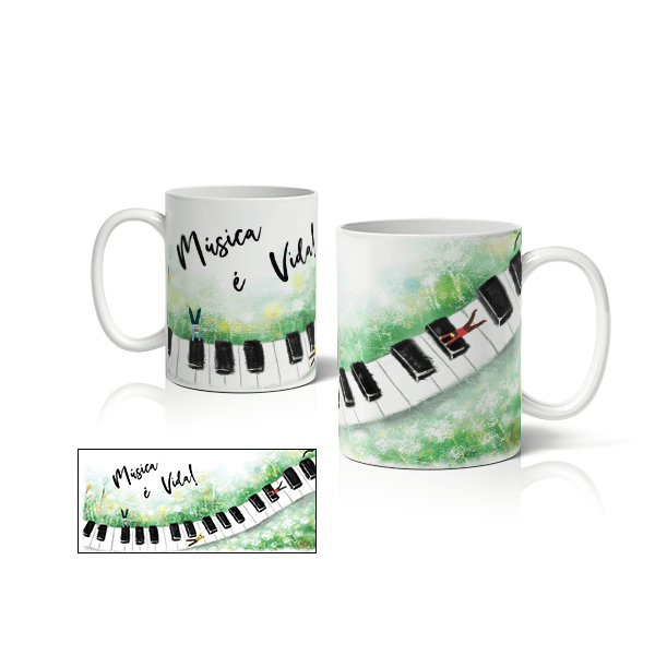 Caneca de Porcelana Piano Infantil